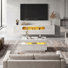 Modern Living Room Set, High-Gloss Floating LED TV Stand & Rectangular Coffee Table Combo