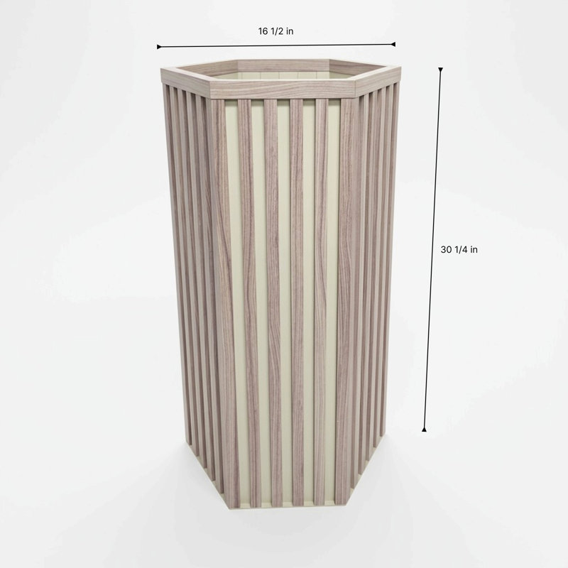 Jardinière à colonne hexagonale pour patio, Ash Brown, H 30 po x l 17 po x P 14 po