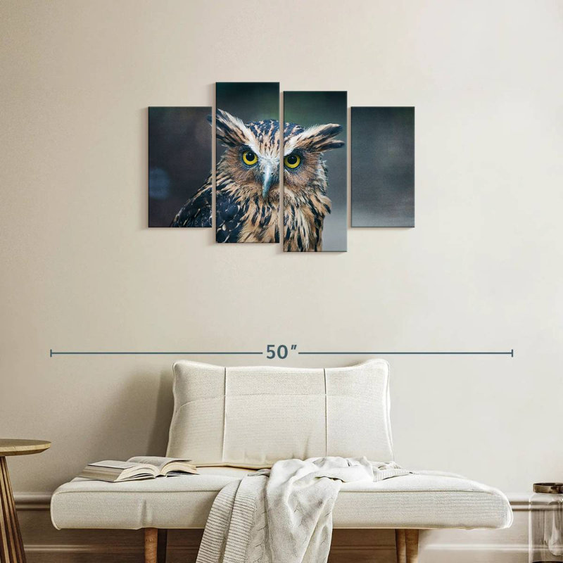 Brampt Staring Great Horned Owl, 22" H x 36" W