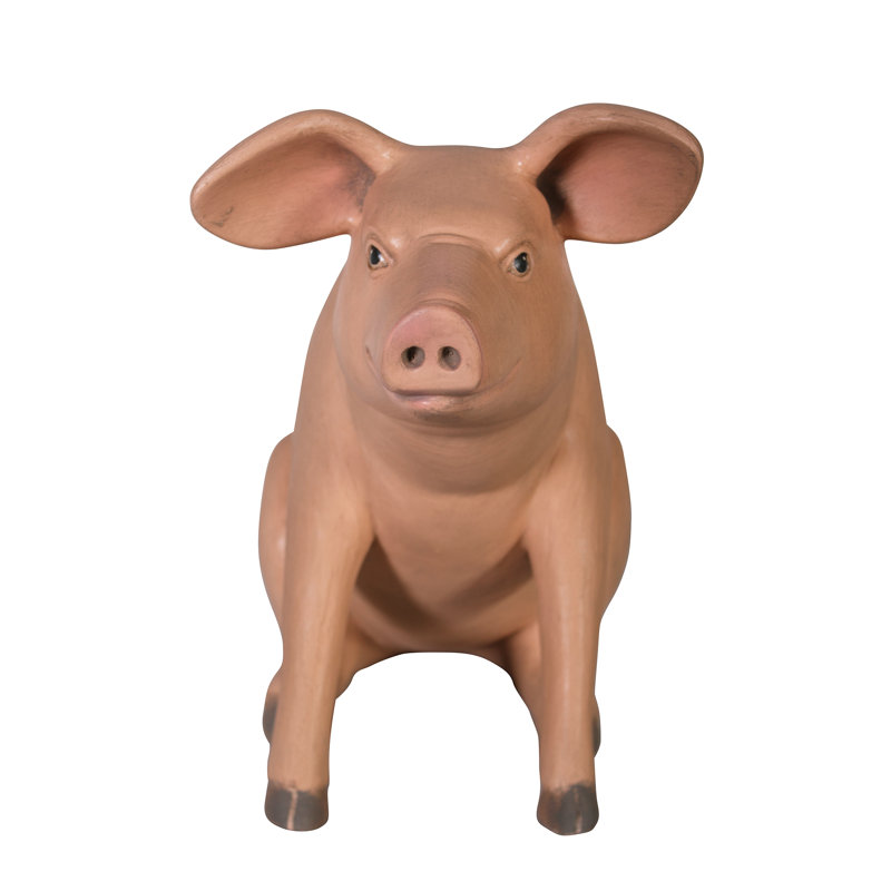 Statue de jardin assis dans un ciel de porc, H 15,5 po x l 22,5 po x P 10 po