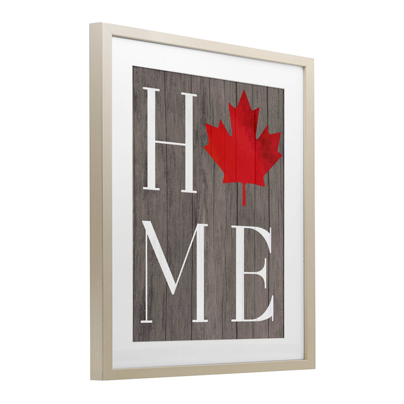 «Maple Leaf Home Typographie», reproduction encadrée sous verre, design par Lil 'Rue, H 16 po x l 13 po