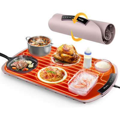 Food Warming Mat, Large Electric Warming Mat for Food & Buffet Party, 8 Temp Levels & 4H Timer, 5s Full-Surface Heating