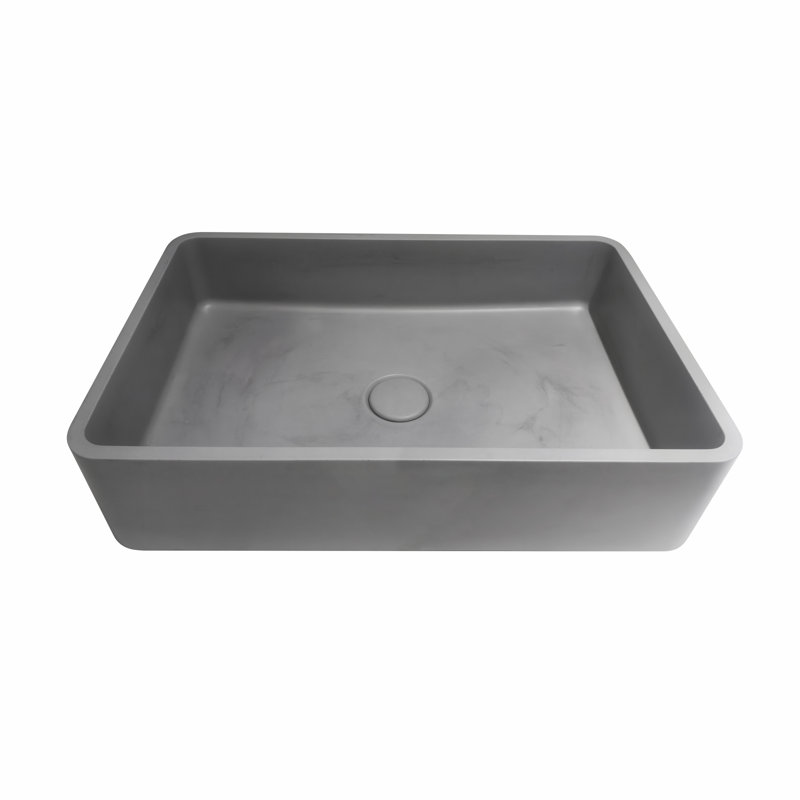 Lavabo de salle de bain vasque rectangulaire moderne en béton avec drain, Gris texturé