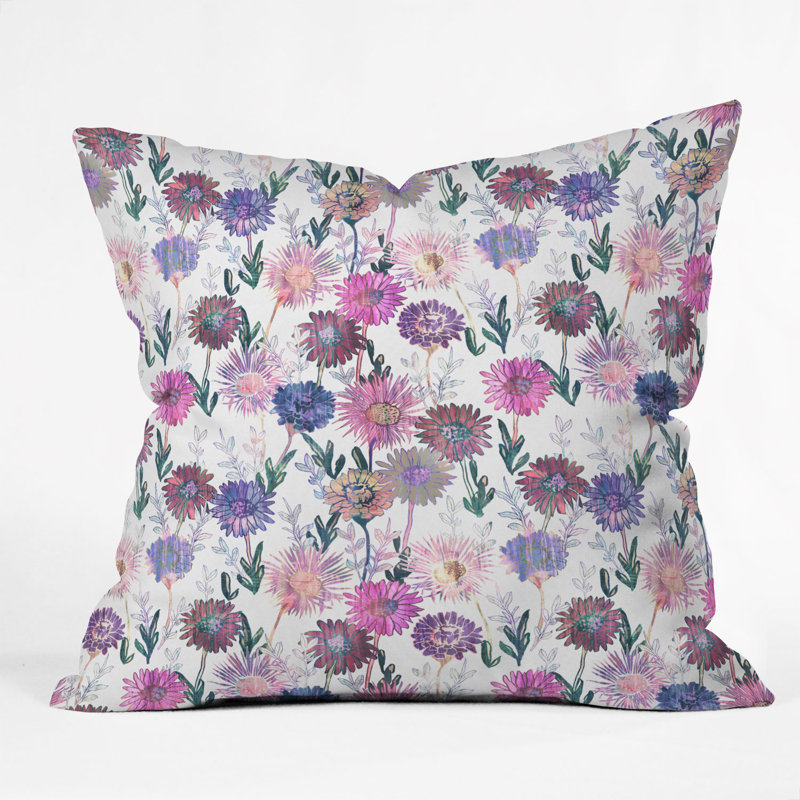 Coussin décoratif intérieur/extérieur à motif floral gillian brun schatzi brown, 18 po x 18 po, Rose / Bleu