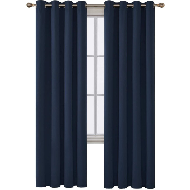 Borunda Room Darkening Curtain Single Panel, 52" W x 95" L, Navy Blue
