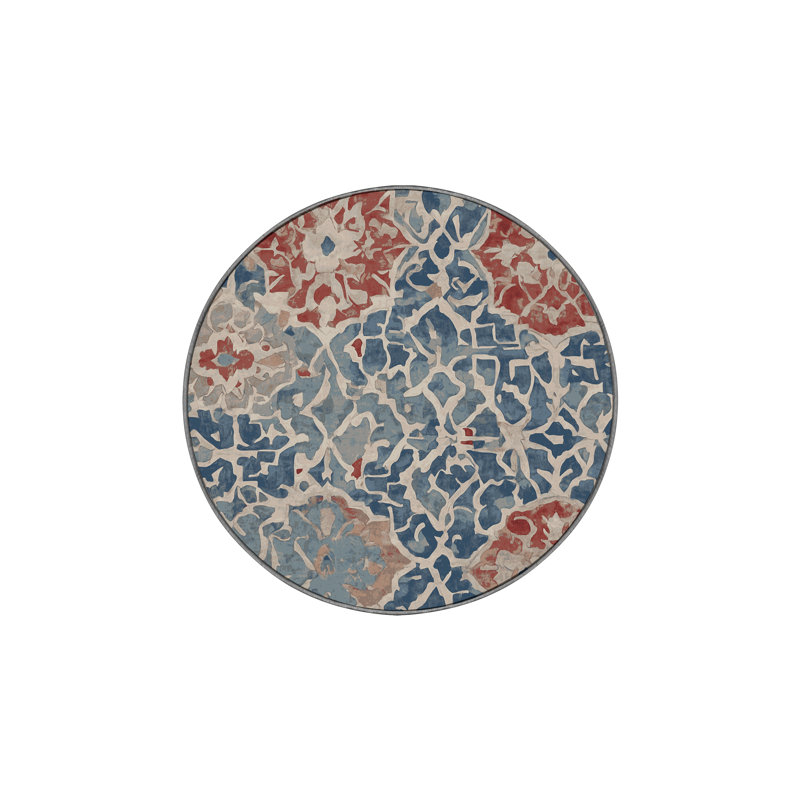 Machine Washable Gray Area Rug, Round 8'