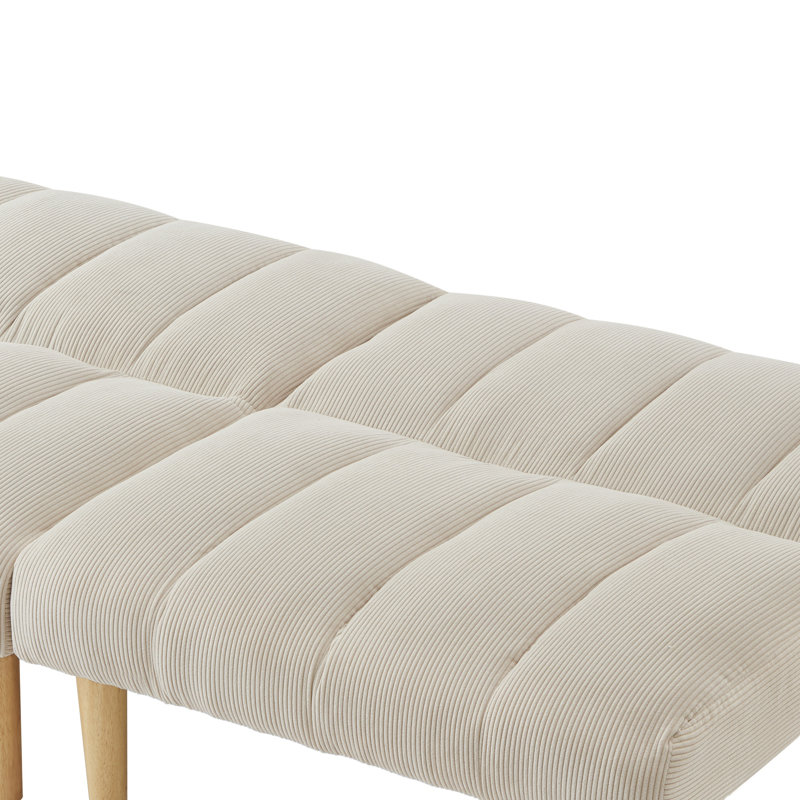 Canapé-lit moderne en velours côtelé avec pattes en bois Corduroy, Blanc