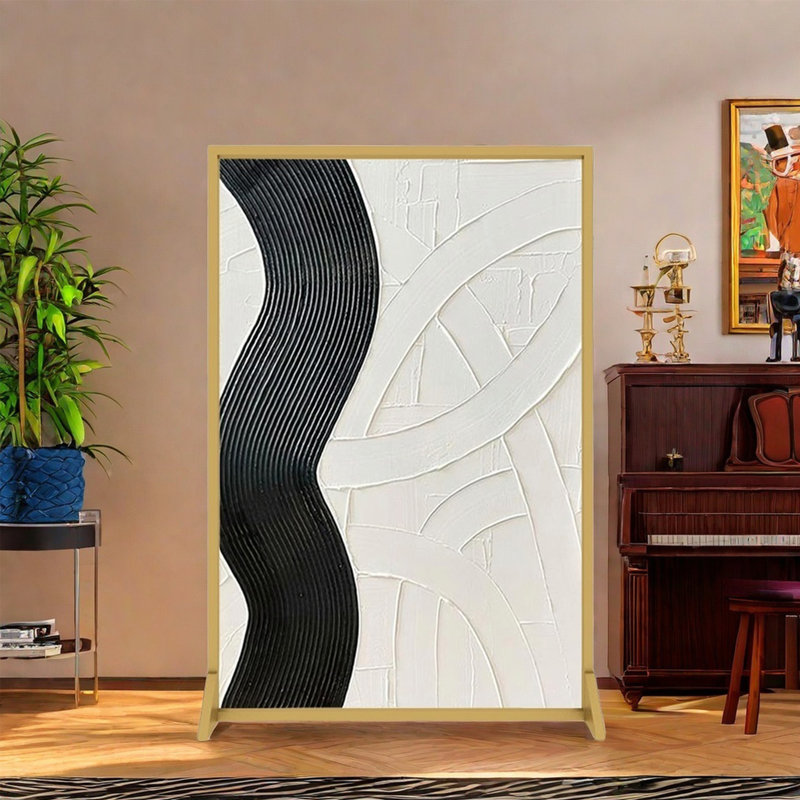 Écran abstrait moderne et minimaliste, H 70,87 po x l 31,5 po x P 1,57 po, Cendré