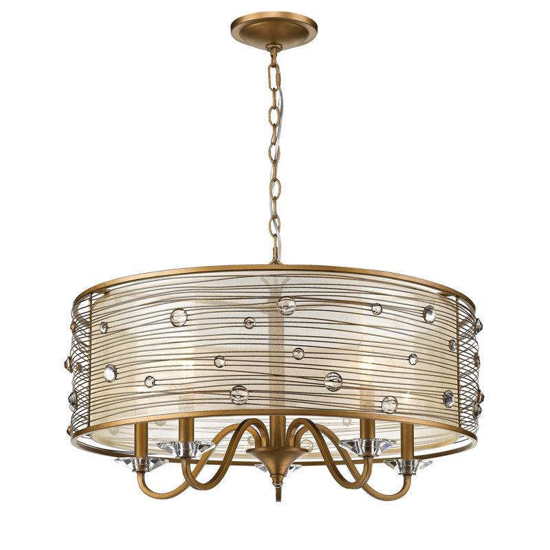 Lustre tambour 5 lumières Barneveld, Or péruvien