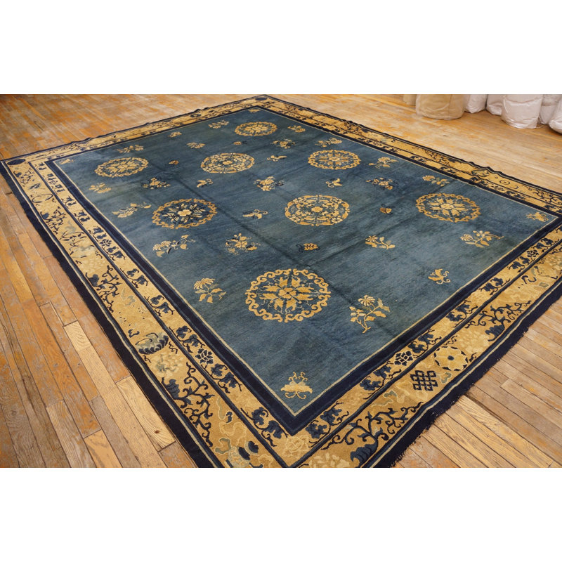 Antique Peking Chinese Allover Blue 1920s Rug