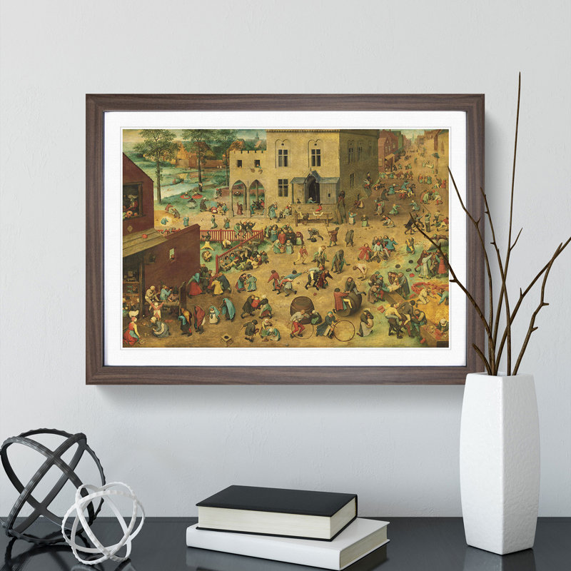 Children's Games by Pieter Bruegel the Elder - Framed Print, 27cm H x 36cm W x 2cm D, Walnut Framed