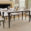 Ensemble table et chaises de salle à manger 6 personnes avec plateau en pierre frittée et revêtement en cuir PU.-1686057377-1686057382
