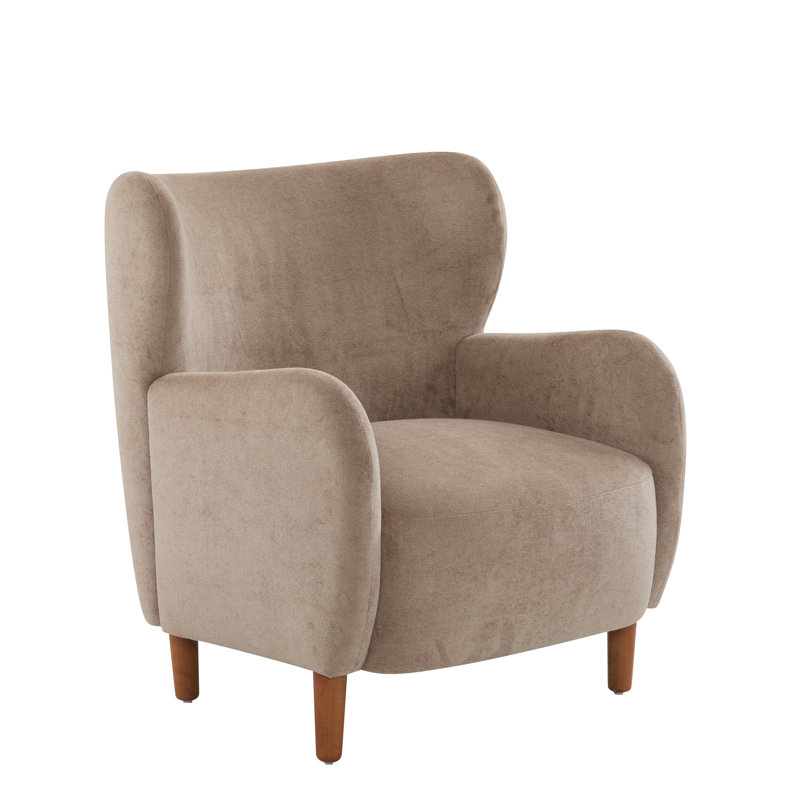 Fauteuil d'appoint à oreilles en velours Langston, Chameau