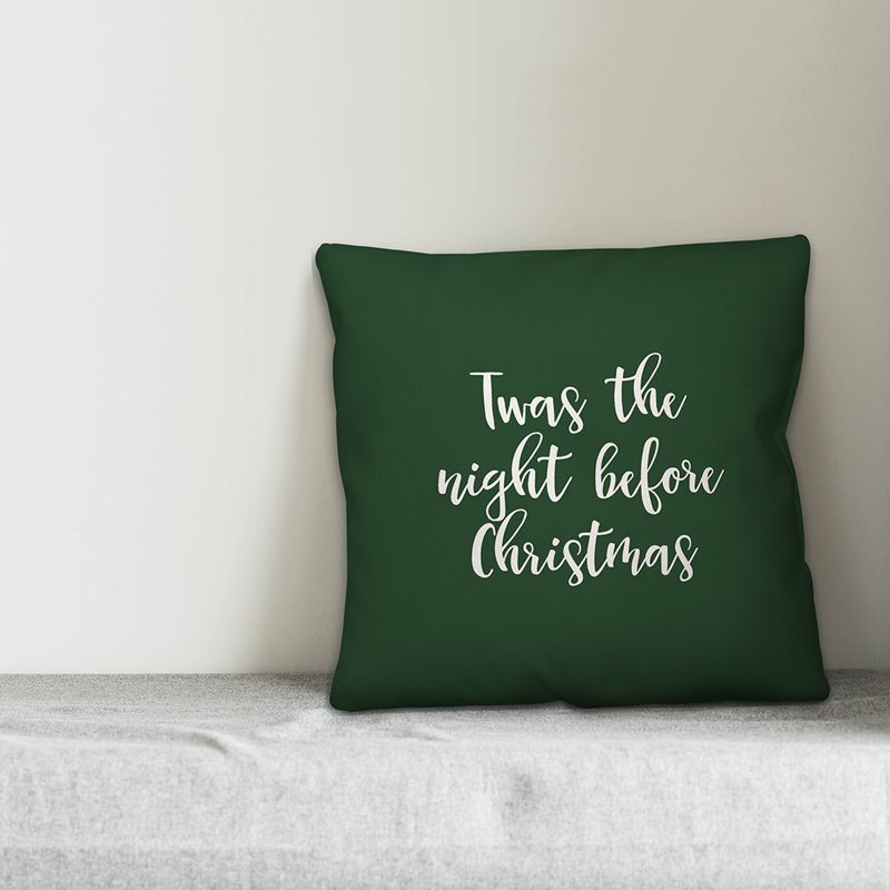  Coussin Twas the Night Avant Noël, Vert foncé, Housse de coussin