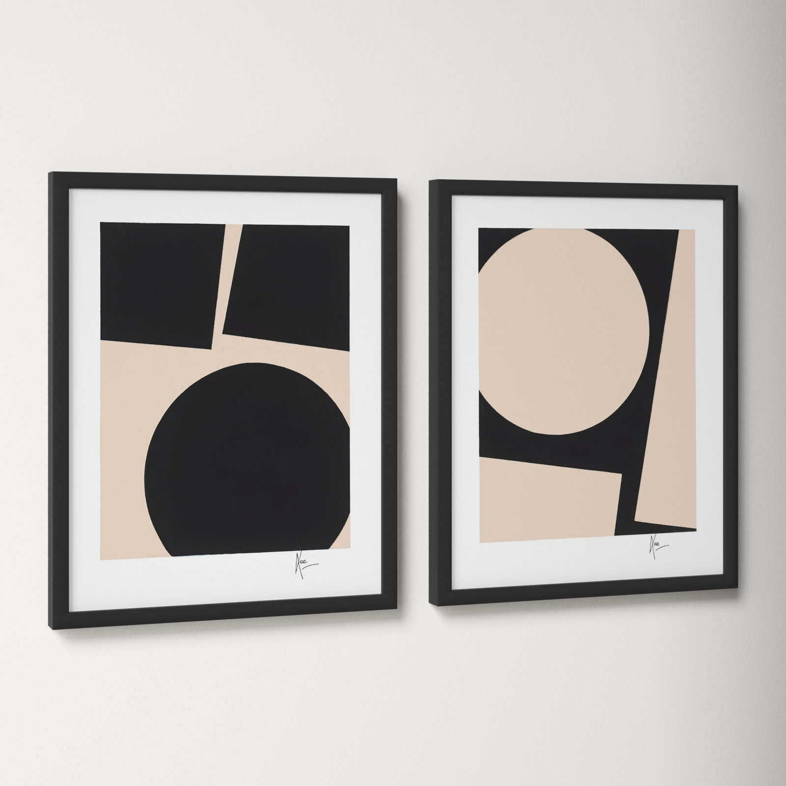 You and Me "You and Me" 2-Piece Print Set, Black, 20" H x 16" W x 1.25" D