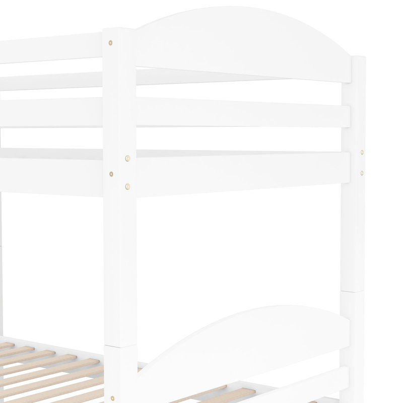 Lit simple superposé en L avec lit gigogne - blanc. Fabrication en bois massif. Polyvalent pour le divertissement familial. 6 ans et plus. Pas de boîte à ressorts. Lit gigogne blanc 300 lb Structure solide. Extra