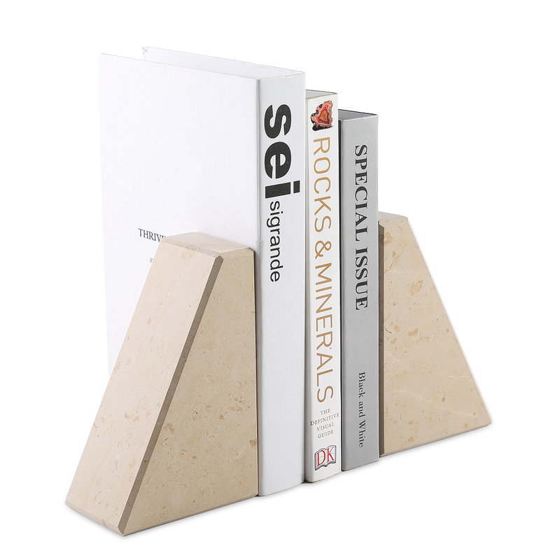 Serre-livres en marbre (ensemble de 2), Beige, H 2,54 po x l 5,93 po x P 3,98 po