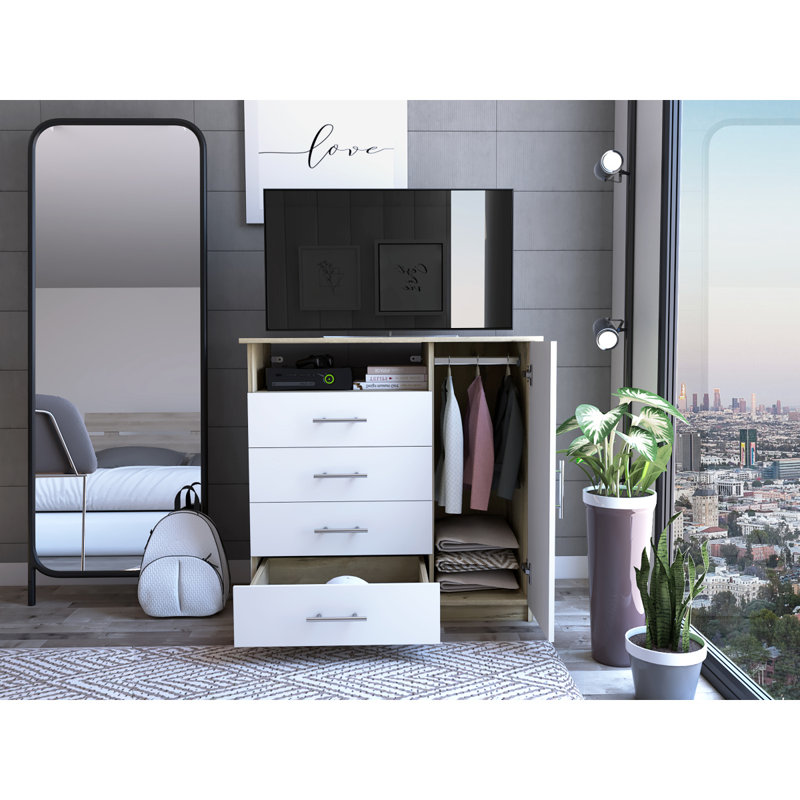 Commode 4 tiroirs, Gris clair
