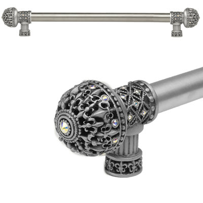 Grand fleuron en satin de fleur de Lys Carpe Diem Hardware Versailles avec cristaux Swarovski