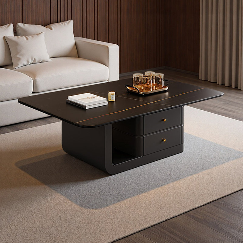 Table basse avec rangement Simplicity, Noir et or, H 16,53 po x L 47,24 po x l 23,62 po
