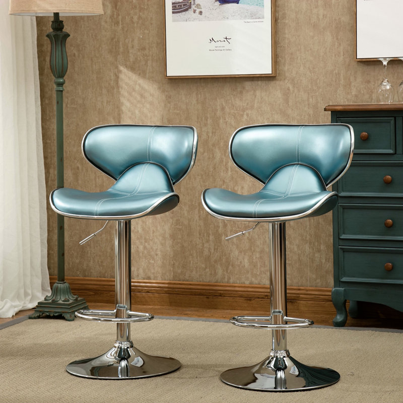 Ensemble de 2 tabourets de bar Upholstery Airlift, Bleu