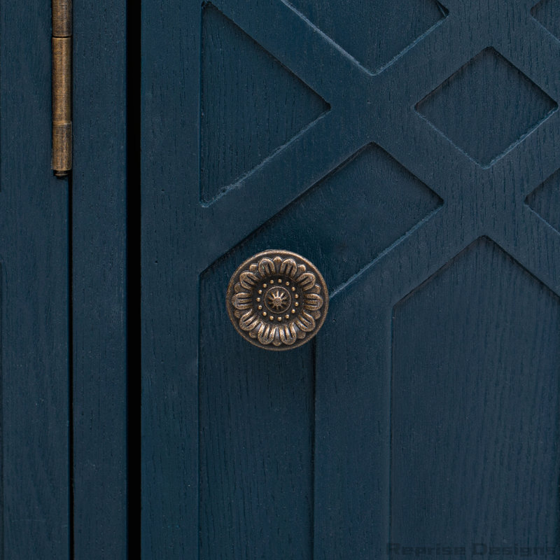 Armoire de rangement courbée avec tablettes réglables, Marine