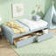 Lit simple avec tiroirs spacieux, structure en bois d'hévéa massif, idéal pour les chambres d'enfants et conception peu encombrante