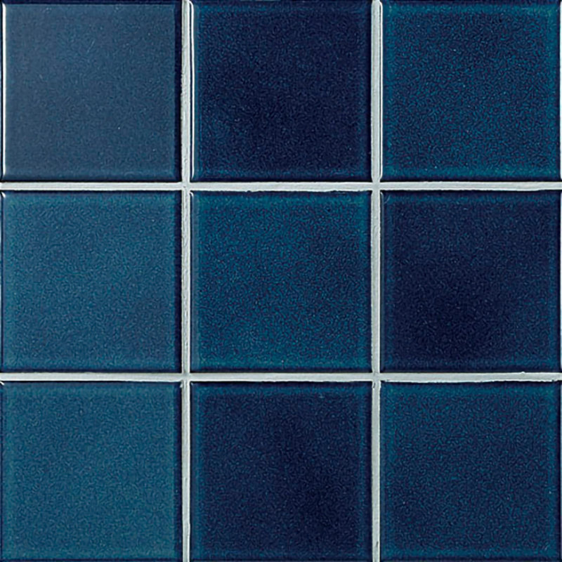 Biyusai Grid Glazed Ceramic Tile, 0.89" W x 0.89" L, Navy Blue