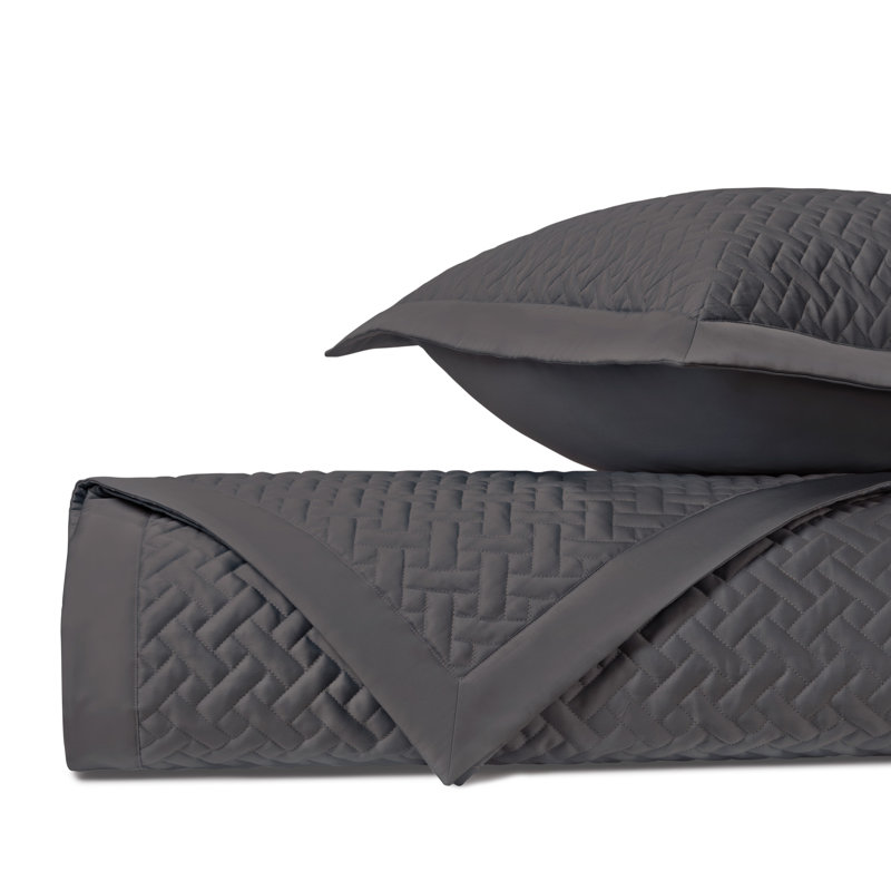 Basketweave RS QLT Quilted Coverlet, King Coverlet, Grisaglia Gray