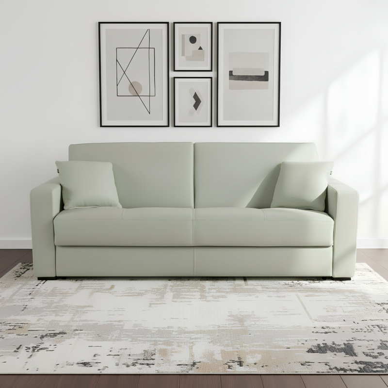 Marlene 81" Genuine Italian Top Grain Leather Queen Sleeper Sofa Bed with Memory Foam Mattress