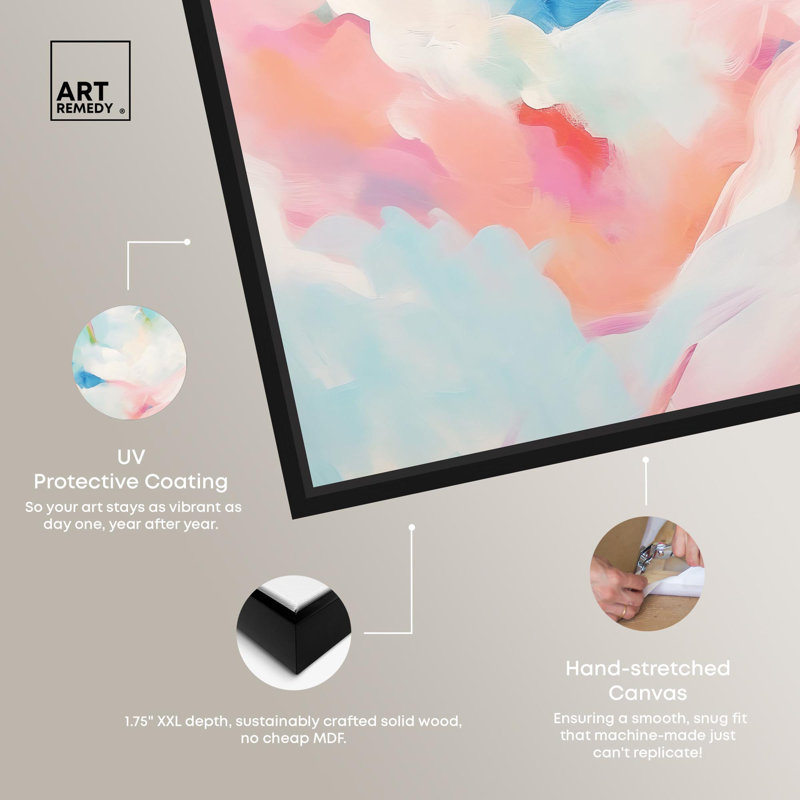 Soft Swirls I Canvas Spring Abstracts by, Black Floater Frame, 13" H x 13" W