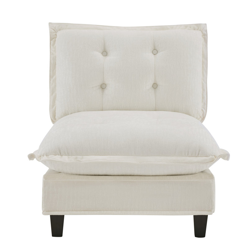 Canapé 73 sans accoudoirs en chenille beige, Beige