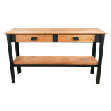 ALL WOOD SOFA TABLE WITH 2 DRAWERS AND BEAR PULLS