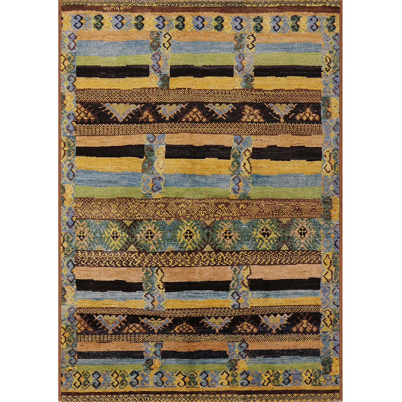 Tapis 100% moderne 744 de style Mid-Century lavable à la machine, Rectangle 5 pi x 8 pi
