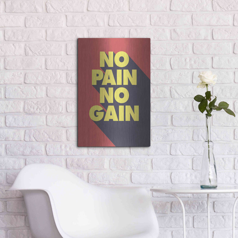 «No Pain No Gain» par GraphINC, art mural en métal, H 24 po x l 16 po