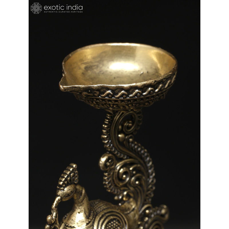 Petite lampe paon en laiton 3 pouces