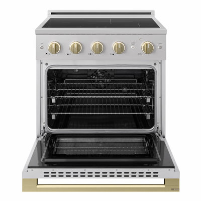 ZLINE Autograph 30 in. Marino Induction Range with 4 Element Cooktop and Champagne Bronze Accents