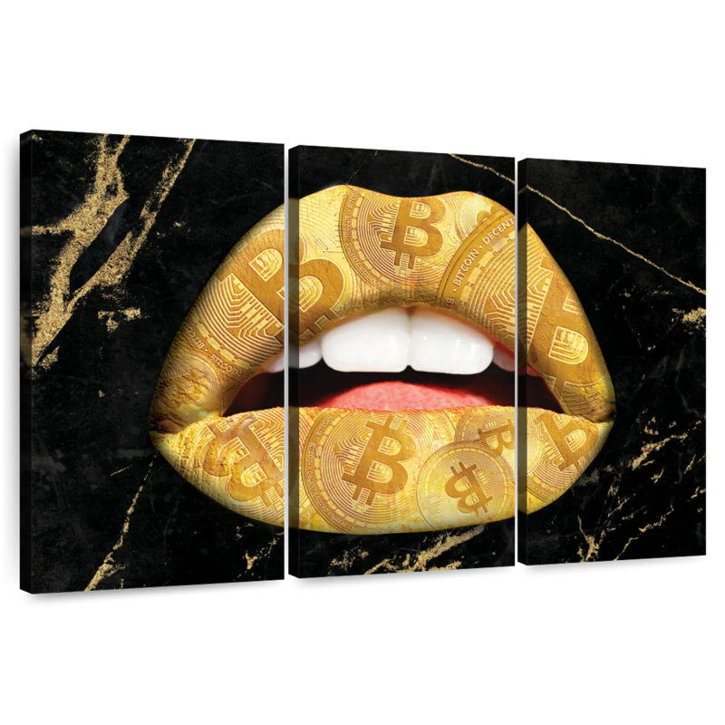 Shuttleworth Bitcoin Gold Lips, 32" H x 50" W