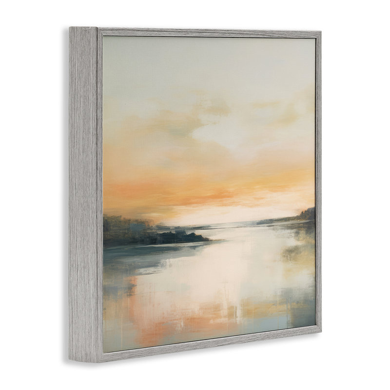  Clear Sunset on Lake Grey Framed Giclee Art by Irena Orlov, H 24 po x l 24 po, Estampe numérique Farmhouse