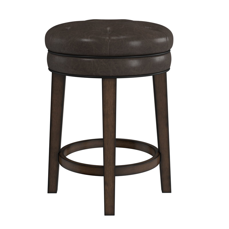 Shearson Wood Backless Counter Height Swivel Stool, Counter Stool (25.5" Seat Height),  Charcoal Gray