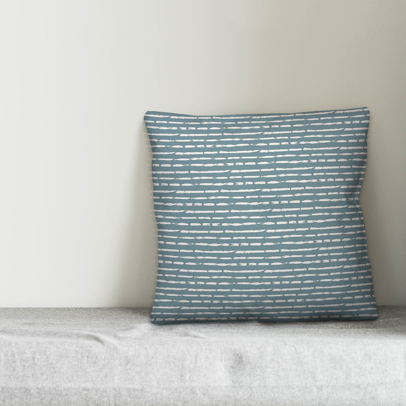  Housse et insert de coussin carré Tally, 18 po x 18 po, Bleu, blanc / rayé 1