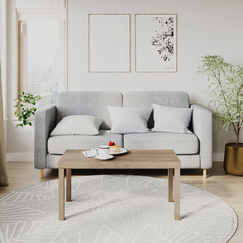 Rosmely Solid Wood Four Leg Coffee Table, Oak
