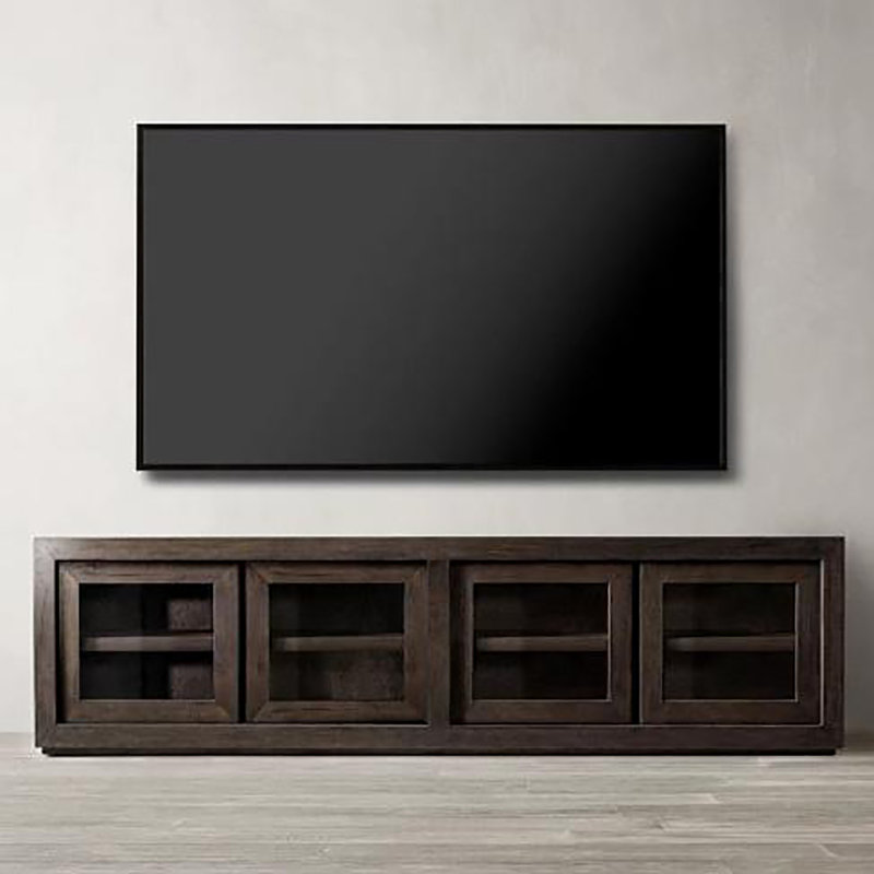 Meuble télé américain simple, Bois brun foncé