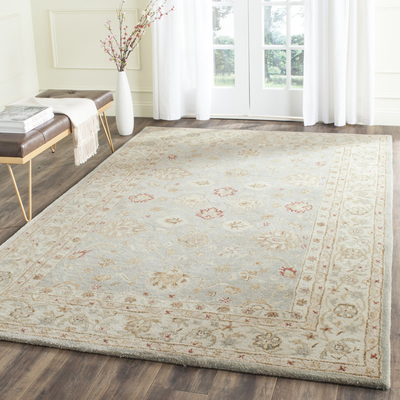 Antiquity Wool Oriental Area Rug in Gray Blue / Beige, Rectangle 6' x 9'