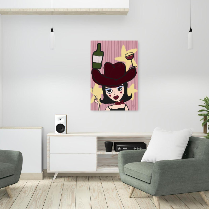 Art mural rétro Sassy Cowgirl, 36" H x 24" W