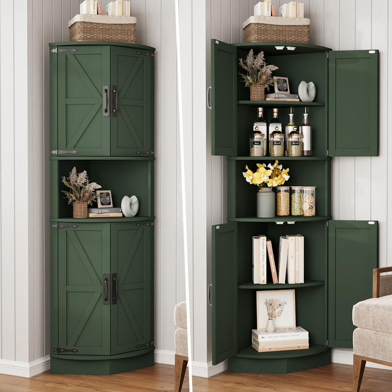 Grande armoire de coin 64,8 po Farmhouse, Vert