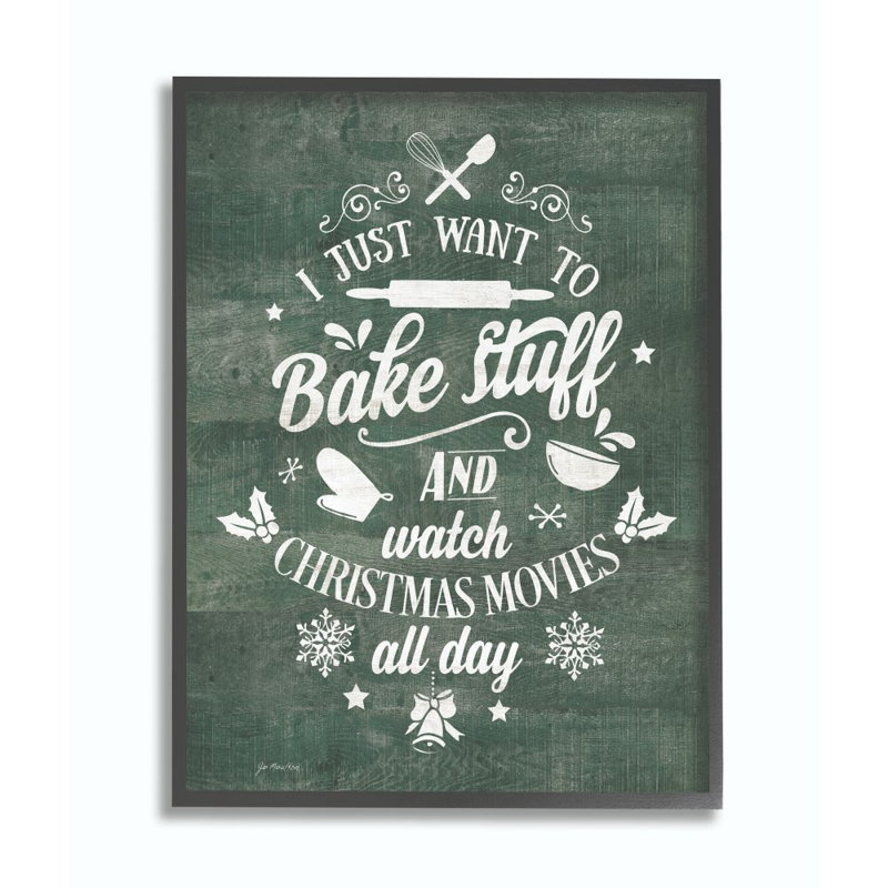 «I Want to Bake Stuff», reproduction d'art textuel, H 20 po x l 16 po, Giclée encadrée noir minuit