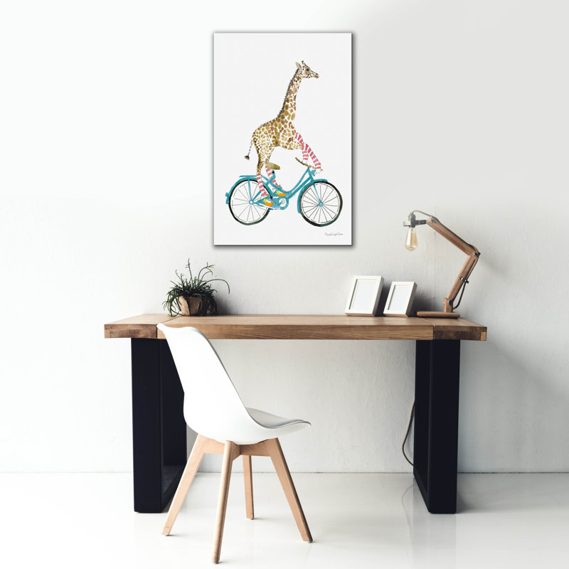 Art mural sur toile Trinx «Giraffe Joy Ride 1 No Ballons» par Mercedes Lopez Charro, H 40 po x l 26 po x P 1,5 po