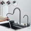 Évier de cuisine en acier inoxydable à cascade avec robinet simple Black Grey
