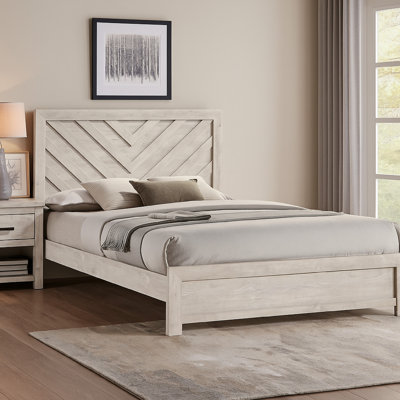 Velz W Chevron Patterned Headboard, Wood Finish
